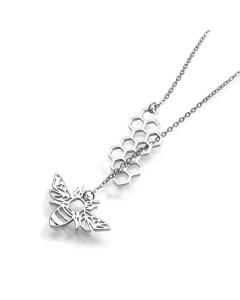 Adjustable Bee Honeycomb Clavicle Chain 18K Gold Titanium Steel Wholesale