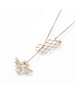 Adjustable Bee Honeycomb Clavicle Chain 18K Gold Titanium Steel Wholesale