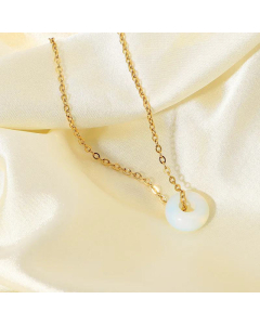 Opal Round Pendant Stainless Steel Necklace Wholesale Jewelry