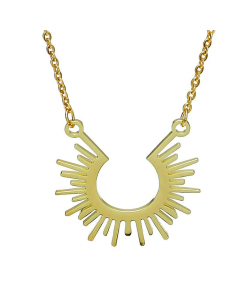Classic Semicircle Sunflower Pendant Women's Geometric Necklace Stainless Steel Jewelry Wholesale