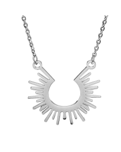 Classic Semicircle Sunflower Pendant Women's Geometric Necklace Stainless Steel Jewelry Wholesale