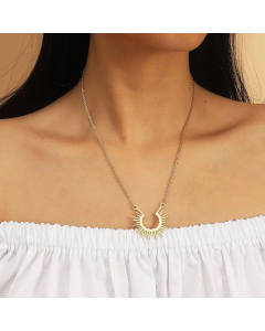 Classic Semicircle Sunflower Pendant Women's Geometric Necklace Stainless Steel Jewelry Wholesale