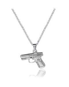 Wholesale Retro Fashion Stainless Steel Pistol Necklace 