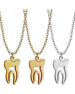 Hollow Tooth Shape Pendant Stainless Steel Necklace Wholesale