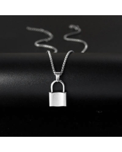 Simple Necklace Retro Geometric Lock Head Stainless Steel Wholesale