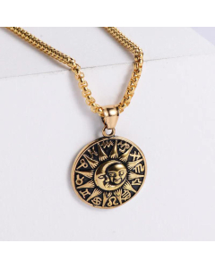 Wholesale Sunflower Stainless Steel Round With Twelve Constellation Pendant