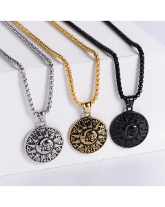 Wholesale Sunflower Stainless Steel Round With Twelve Constellation Pendant