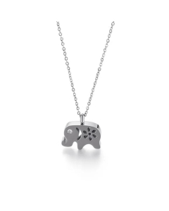 Fashion Auspicious Cute Elephant Pendant Stainless Steel Necklace Clavicle Chain For Women