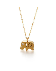 Fashion Auspicious Cute Elephant Pendant Stainless Steel Necklace Clavicle Chain For Women