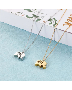 Fashion Auspicious Cute Elephant Pendant Stainless Steel Necklace Clavicle Chain For Women