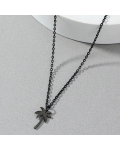 Tropical Mori Style Stainless Steel Plant Pendant Beach Coconut Tree Necklace Fashion