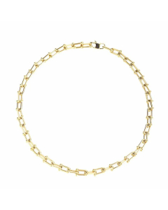 New U-Shaped Stitching Chain Titanium Steel Necklace Bracelet Sets Wholesale-Gold Color-01