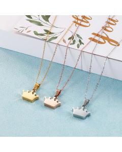 Fashion Stainless Steel Exquisite Golden Crown Necklace Wholesale