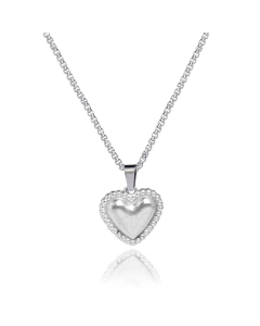 New Fashion Pearl Chain Stainless Steel Heart-Shaped Necklace Wholesale