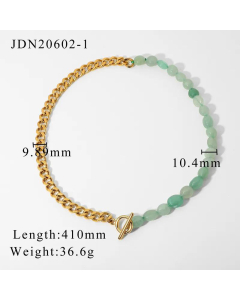 Colored Natural Stone Beaded 18K Stainless Steel OT Buckle Necklace Wholesale