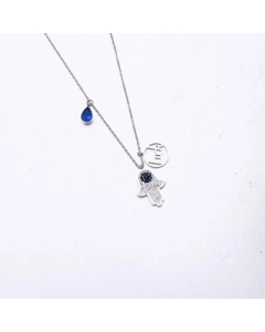Retro Hand Pendant Stainless Steel Drop Circle With Luck Letter Necklace Wholesale