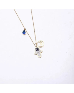 Retro Hand Pendant Stainless Steel Drop Circle With Luck Letter Necklace Wholesale