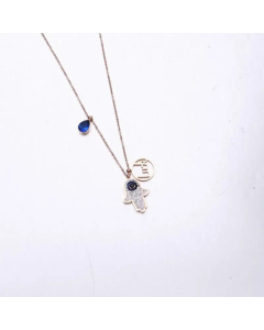Retro Hand Pendant Stainless Steel Drop Circle With Luck Letter Necklace Wholesale