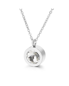 Fashion Round Pendant Inlaid Zircon Stainless Steel Necklace Wholesale-Steel Color-01