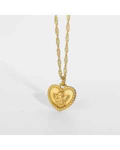 Cupid Romantic Angel Stainless Steel 18K Heart Necklace Wholesale