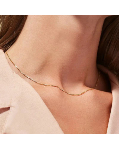 18K Box Chain Small Square Beads Stainless Steel Necklace Wholesale