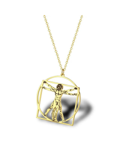 Titanium Steel Da Vinci Body Proportion Pendant Necklace Wholesale 