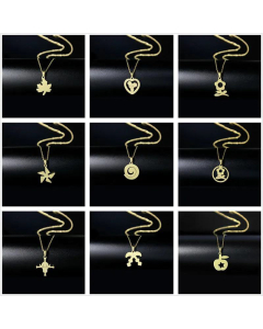 Wholesale Fashion Flower Crown Stainless Steel Leaf Heart Pendent Clavicle Chain