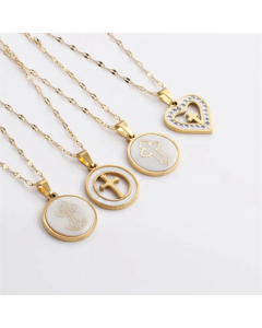 Jewelry Shell Cross Pendant Stainless Steel Heart-Shaped Necklace Wholesale