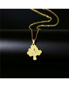 Wholesale Glossy Snowflake Four-Leaf Clover Pendant 18K Gold Stainless Steel Necklace