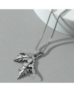 Fold Maple Leaf Punk Style Stainless Steel Necklace Wholesale Jewelry