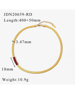 Rectangular Color Zirconium Blade Necklace 18K Gold-Plated Stainless Steel Wholesale