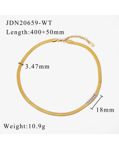 Rectangular Color Zirconium Blade Necklace 18K Gold-Plated Stainless Steel Wholesale