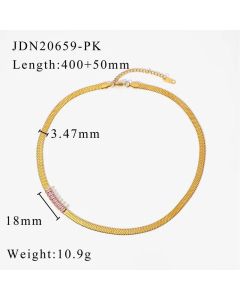 Rectangular Color Zirconium Blade Necklace 18K Gold-Plated Stainless Steel Wholesale