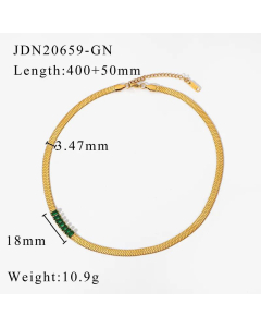 Rectangular Color Zirconium Blade Necklace 18K Gold-Plated Stainless Steel Wholesale