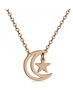 Non-Fading Titanium Steel Star Moon Pendant Necklace Wholesale
