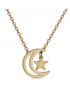 Non-Fading Titanium Steel Star Moon Pendant Necklace Wholesale