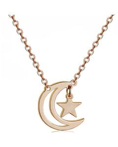 Non-Fading Titanium Steel Star Moon Pendant Necklace Wholesale