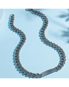 Thick Chain Curved Pendant Punk Style Titanium Steel Necklace Wholesale Jewelry 