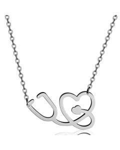 Stethoscope Heart Pendant Titanium Steel Necklace Wholesale