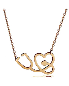 Stethoscope Heart Pendant Titanium Steel Necklace Wholesale