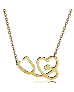 Stethoscope Heart Pendant Titanium Steel Necklace Wholesale