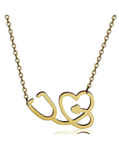 Stethoscope Heart Pendant Titanium Steel Necklace Wholesale