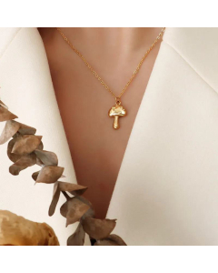 Retro Small Mushroom Pendant Titanium Steel Necklace Wholesale Jewelry