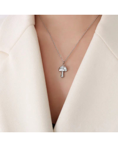 Retro Small Mushroom Pendant Titanium Steel Necklace Wholesale Jewelry