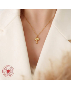 Retro Small Mushroom Pendant Titanium Steel Necklace Wholesale Jewelry
