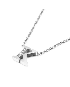Temperament Fashion Inlaid Zircon 26 English Letters Stainless Steel Necklace Wholesale