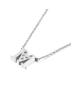 Temperament Fashion Inlaid Zircon 26 English Letters Stainless Steel Necklace Wholesale