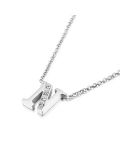 Temperament Fashion Inlaid Zircon 26 English Letters Stainless Steel Necklace Wholesale