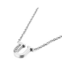 Temperament Fashion Inlaid Zircon 26 English Letters Stainless Steel Necklace Wholesale