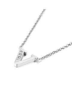Temperament Fashion Inlaid Zircon 26 English Letters Stainless Steel Necklace Wholesale